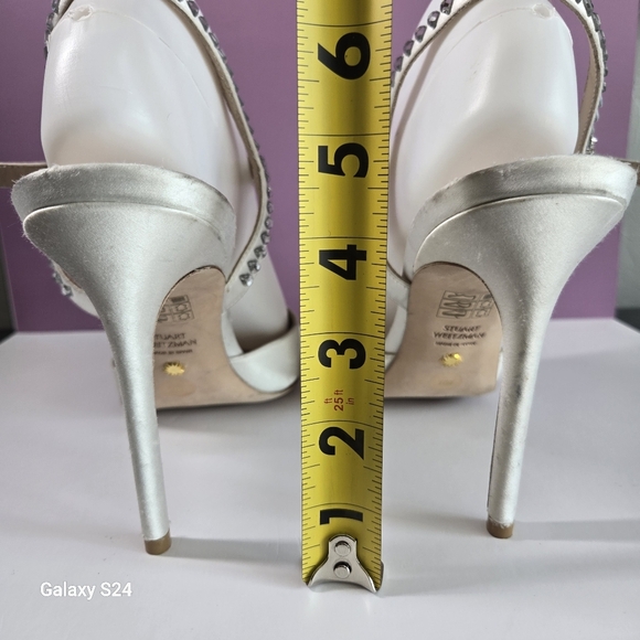 Stuart Weitzman Gemcut 100 Ankle Strap Satin Pumps Size 10 - Picture 5 of 14